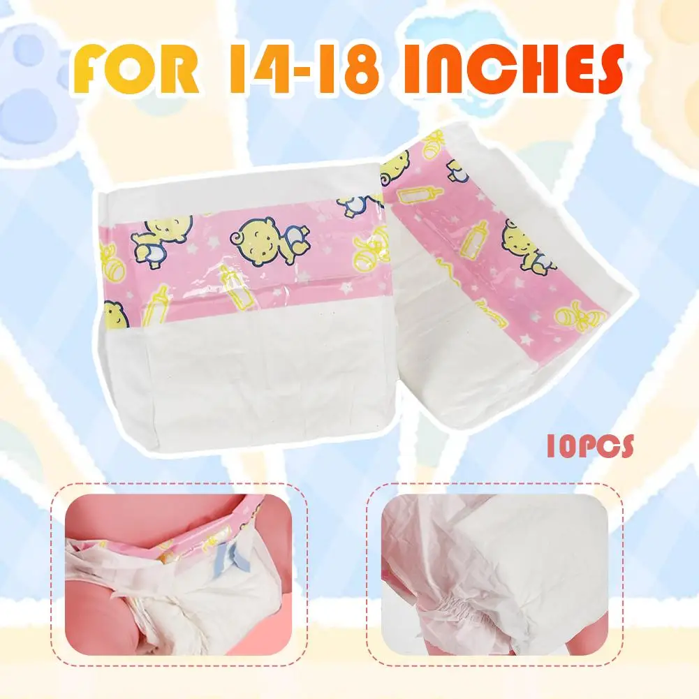 10pcs Diapers Baby Dolls Play House Diapers For 14-18 Inch Bebe Doll Accessories Toy Child Toy Gift Baby Dolls Decorate