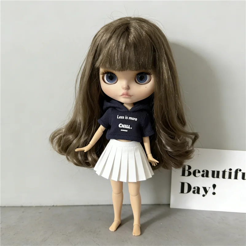 For Blythe Doll Striped Vest Hoodie Outfit Clothing Solid Color T-Shirt Sweater Clothes Suit OB22 OB24 1/6 Long Leg HelloKitty