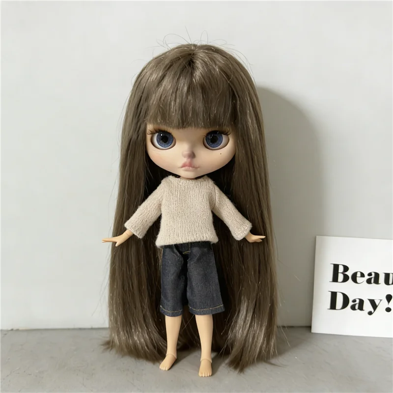 For Blythe Doll Striped Vest Hoodie Outfit Clothing Solid Color T-Shirt Sweater Clothes Suit OB22 OB24 1/6 Long Leg HelloKitty