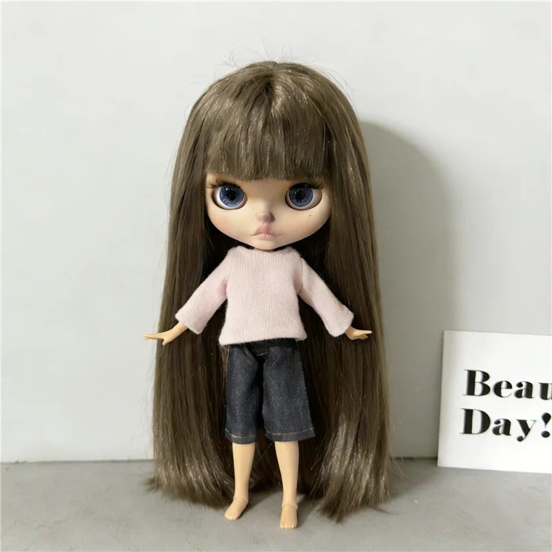 For Blythe Doll Striped Vest Hoodie Outfit Clothing Solid Color T-Shirt Sweater Clothes Suit OB22 OB24 1/6 Long Leg HelloKitty