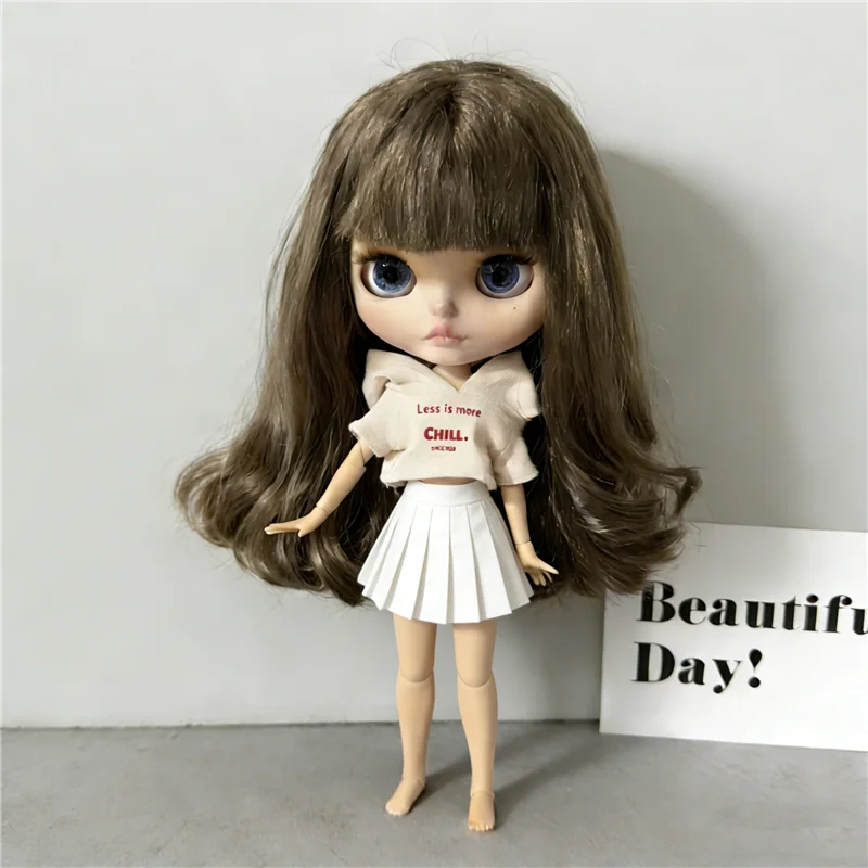 For Blythe Doll Striped Vest Hoodie Outfit Clothing Solid Color T-Shirt Sweater Clothes Suit OB22 OB24 1/6 Long Leg HelloKitty