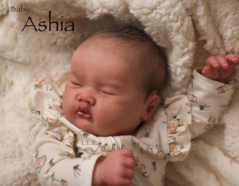 NPK 20inch Reborn ASHIA Doll Kit Sleeping Baby Lifelike Soft Touch 3D Painted Doll Parts with Cloth Body