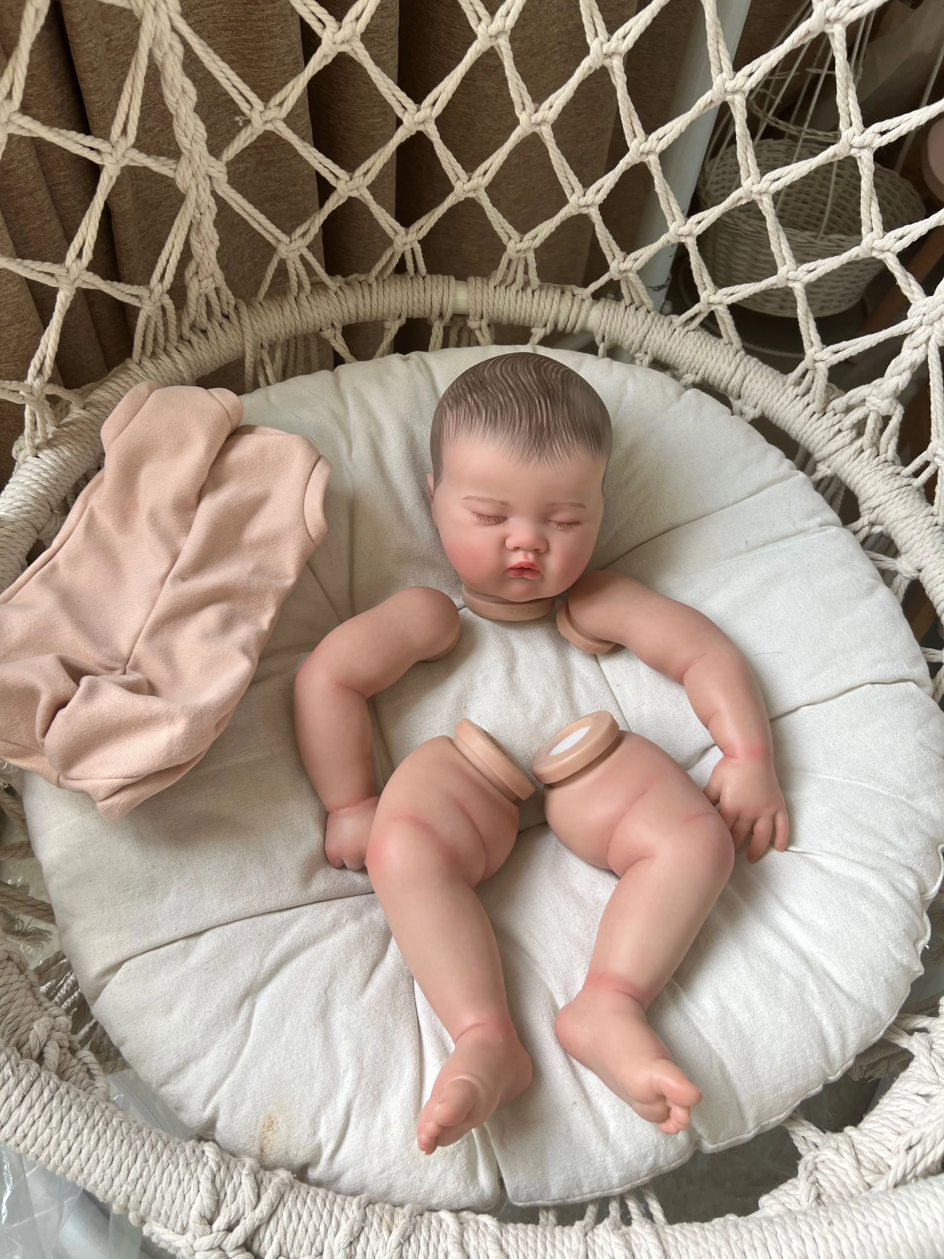 NPK 20inch Reborn ASHIA Doll Kit Sleeping Baby Lifelike Soft Touch 3D Painted Doll Parts with Cloth Body