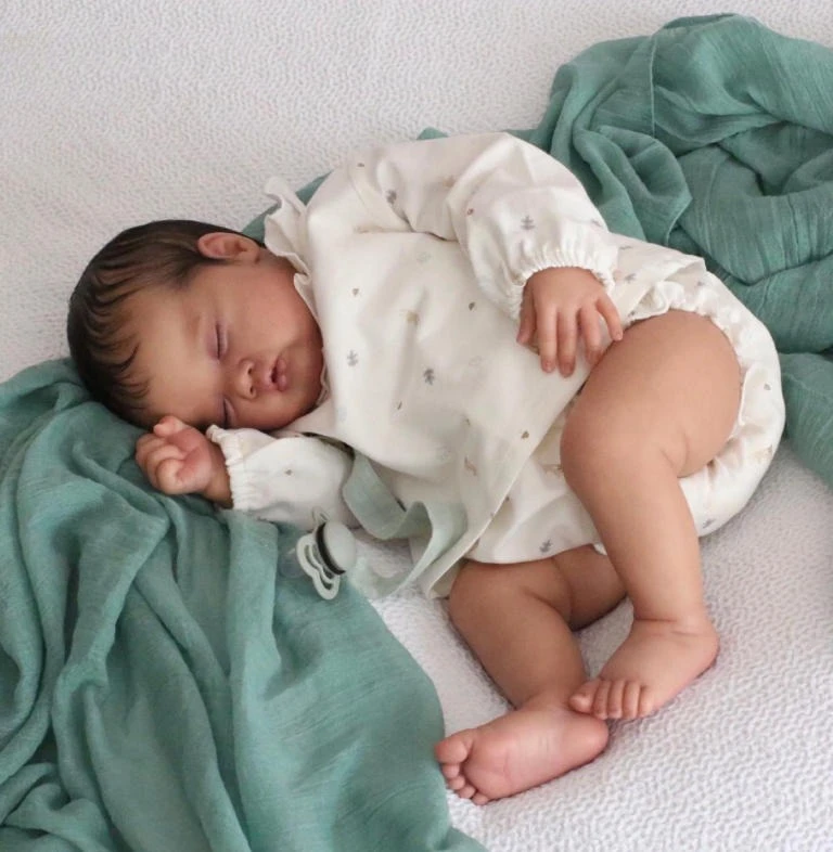 NPK 20inch Reborn ASHIA Doll Kit Sleeping Baby Lifelike Soft Touch 3D Painted Doll Parts with Cloth Body