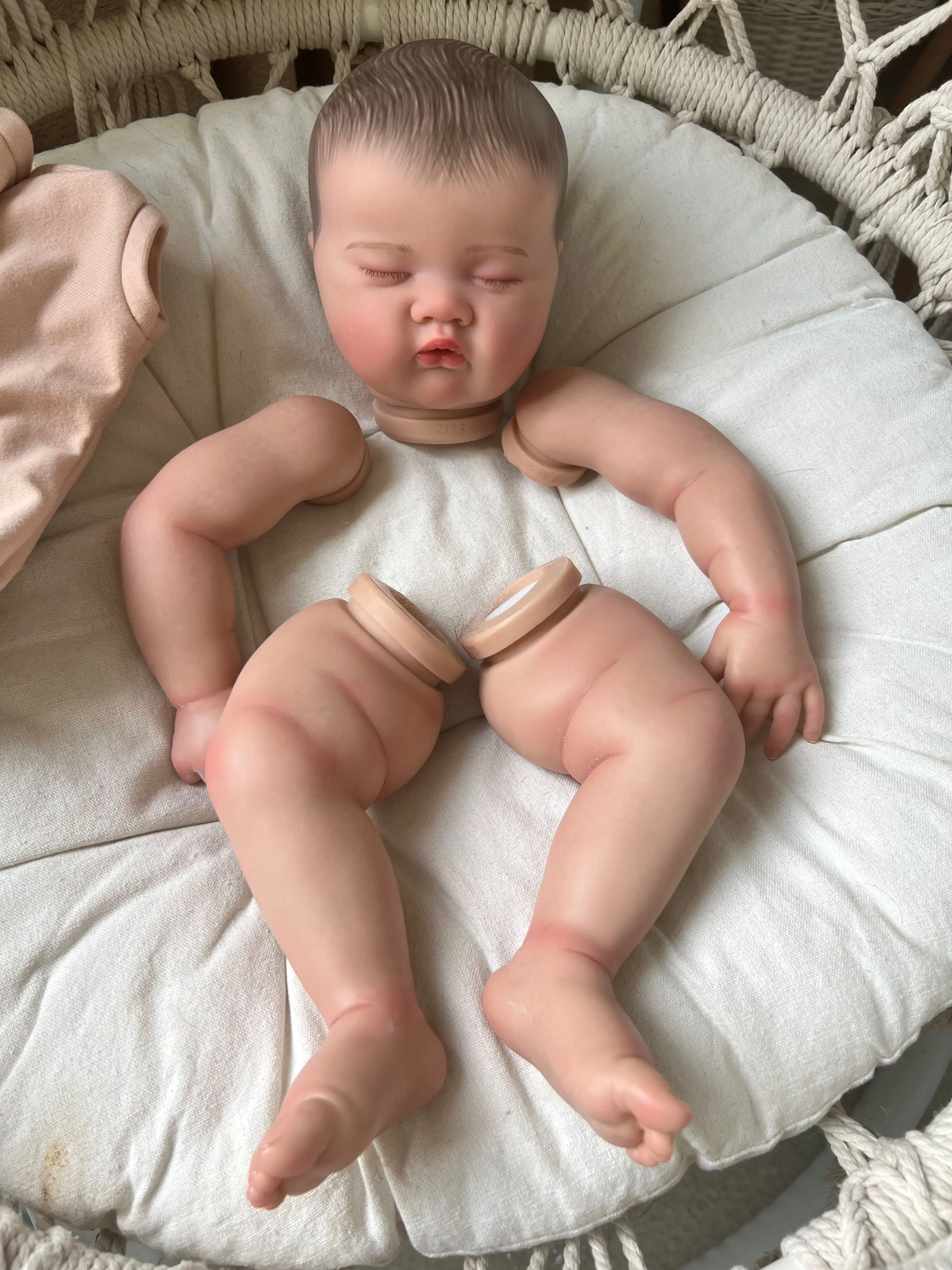 NPK 20inch Reborn ASHIA Doll Kit Sleeping Baby Lifelike Soft Touch 3D Painted Doll Parts with Cloth Body