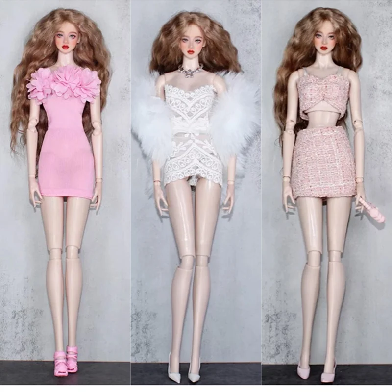 Fashion Doll Outfits Set For 30cm BJD Dolls Fur Coat Top Skirt Pretty Dress For 1/6 BB FR Doll Clothes DIY Accessories