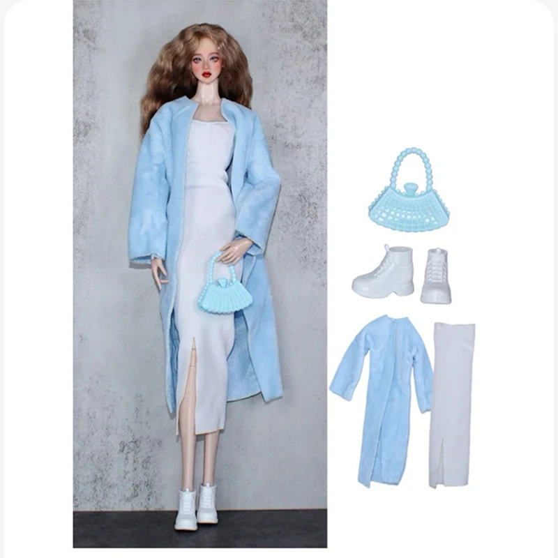 Fashion Doll Outfits Set For 30cm BJD Dolls Fur Coat Top Skirt Pretty Dress For 1/6 BB FR Doll Clothes DIY Accessories