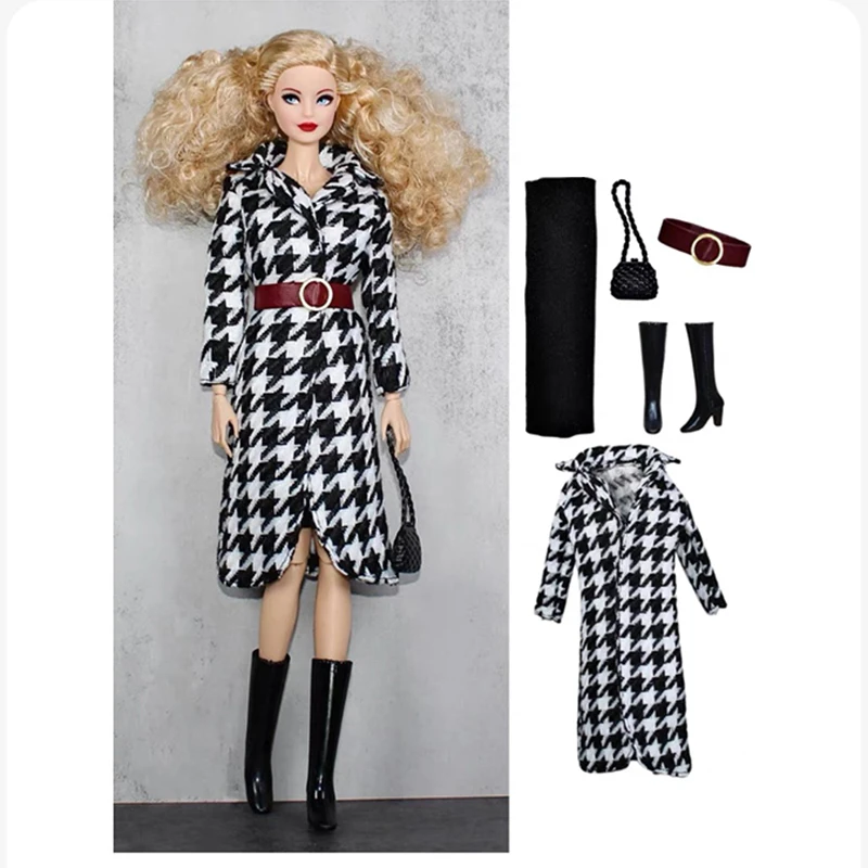 Fashion Doll Outfits Set For 30cm BJD Dolls Fur Coat Top Skirt Pretty Dress For 1/6 BB FR Doll Clothes DIY Accessories