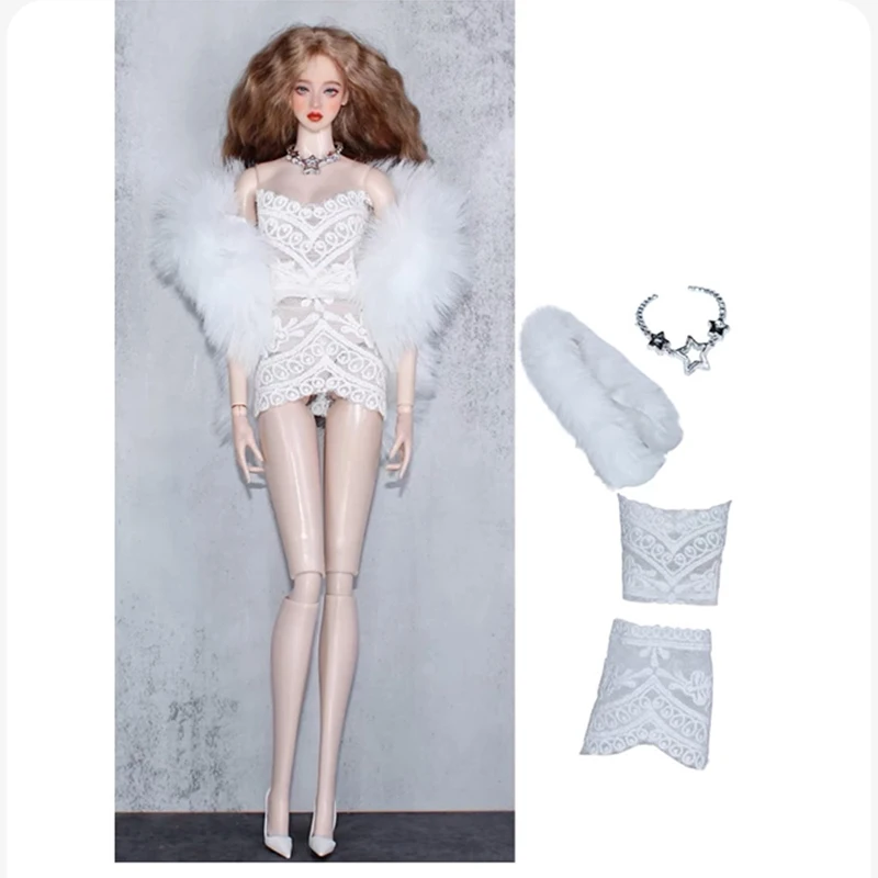 Fashion Doll Outfits Set For 30cm BJD Dolls Fur Coat Top Skirt Pretty Dress For 1/6 BB FR Doll Clothes DIY Accessories