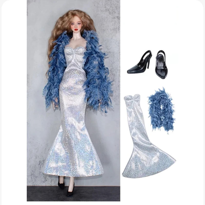 Fashion Doll Outfits Set For 30cm BJD Dolls Fur Coat Top Skirt Pretty Dress For 1/6 BB FR Doll Clothes DIY Accessories