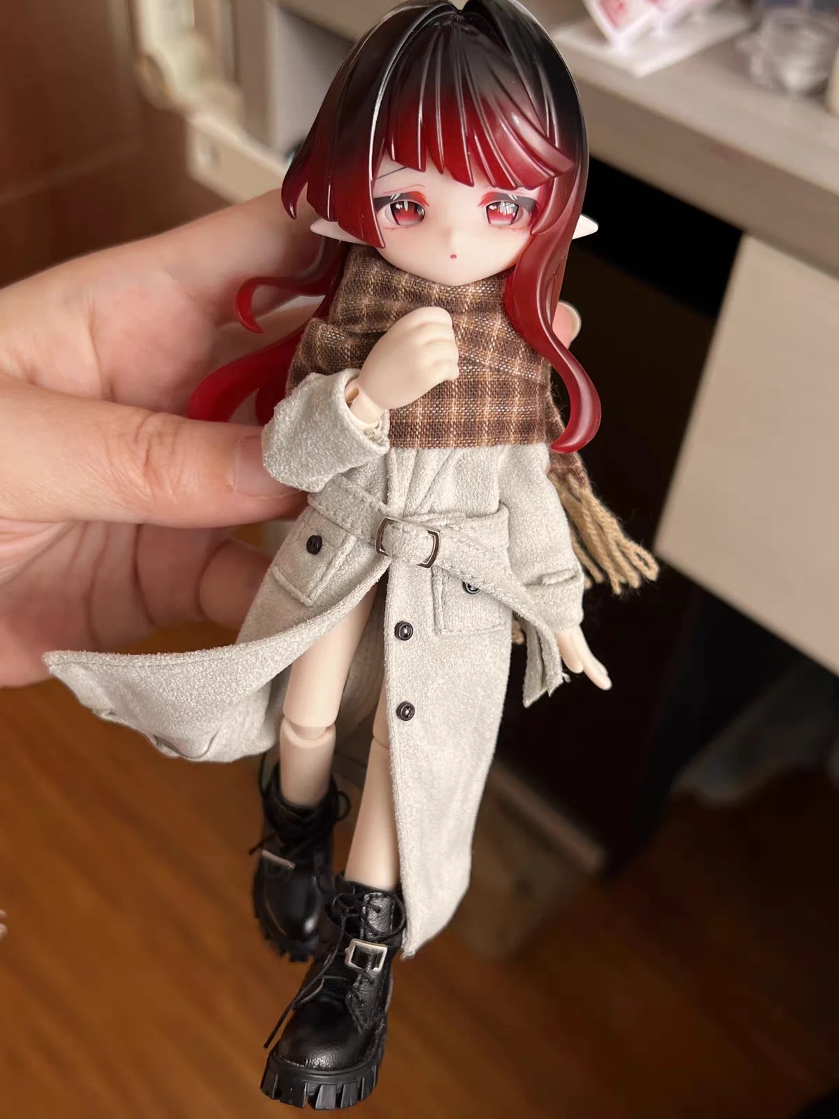 French Style Overcoat For 1/12 SNAIL SHELL romankey figure figma shf TBL ANT Mecha Girl Azone 1/12 picco neemo Doll Clothes