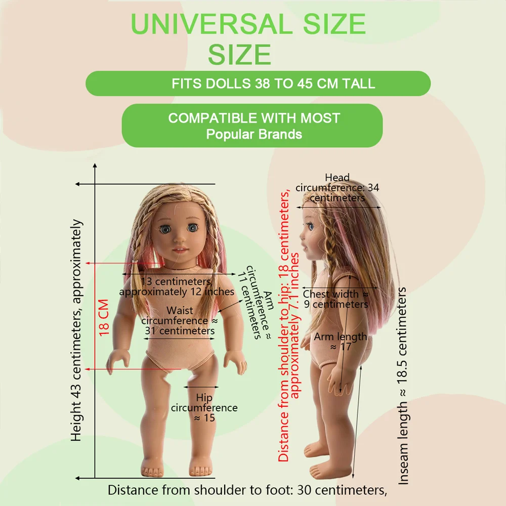 43CM and 18 Inch Doll Fashionable Jumpsuit Set, Suitable for Daily Fashionable Dressing of Dolls, Jumpsuit Set for 43CM Dolls