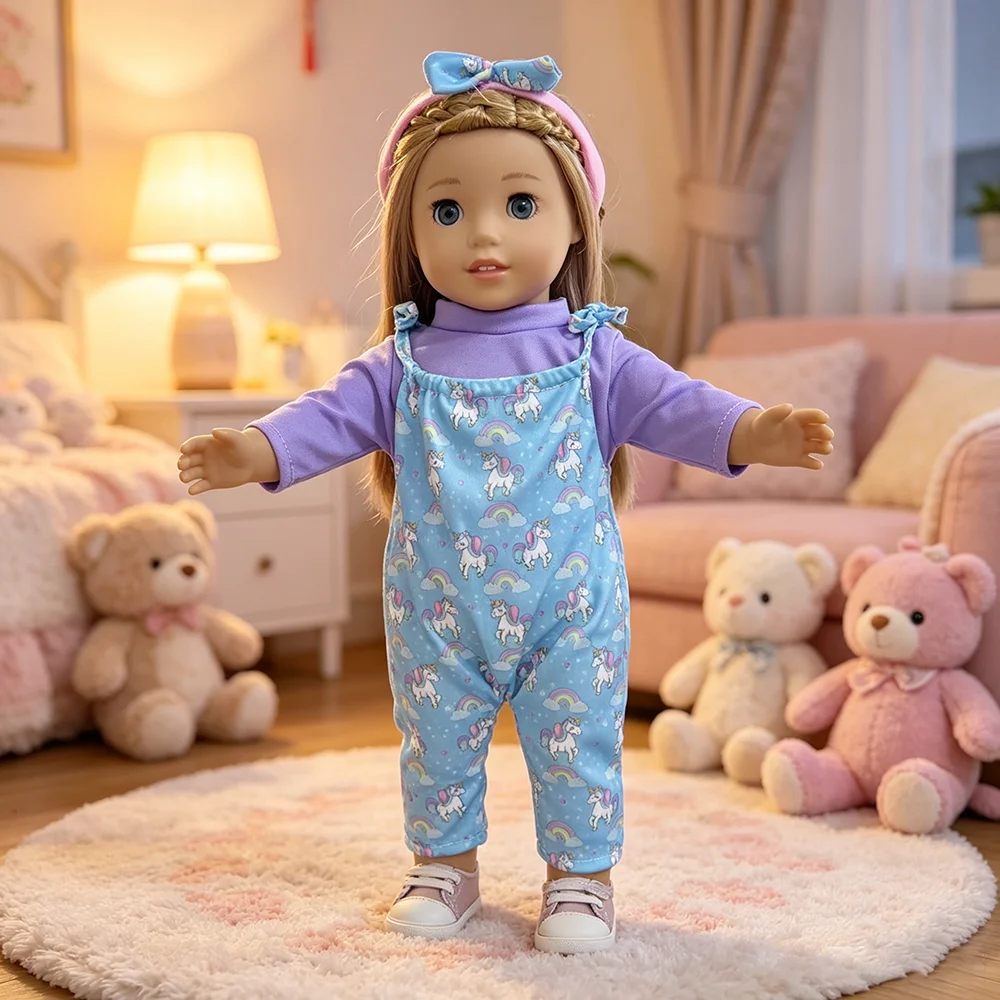 43CM and 18 Inch Doll Fashionable Jumpsuit Set, Suitable for Daily Fashionable Dressing of Dolls, Jumpsuit Set for 43CM Dolls