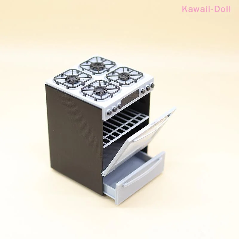 1/12 Dollhouse Miniature Gas Stove With Oven Model Kitchen Scene Decoration Dollhouse Sand Table Photo Props Pretend Play Toys