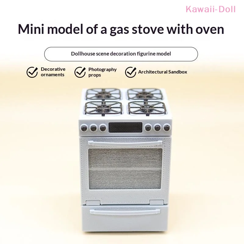 1/12 Dollhouse Miniature Gas Stove With Oven Model Kitchen Scene Decoration Dollhouse Sand Table Photo Props Pretend Play Toys