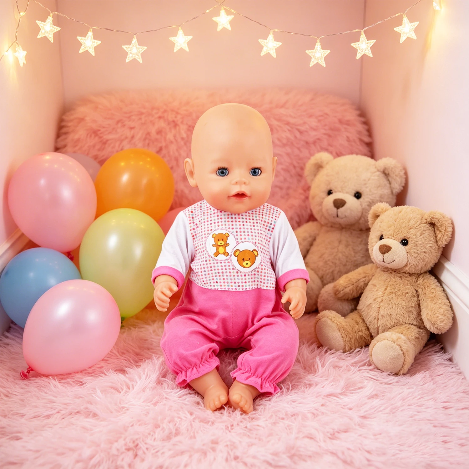 Cute Doll Clothes Set Denim Jacket Outfit,Bear Jumpsuit,Striped Dress& Party Gown for 18"American & 43cm Baby Newborn Girl Dolls