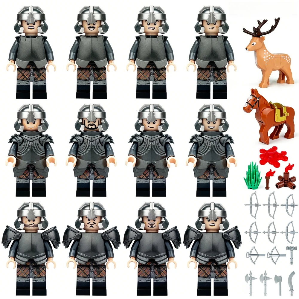 M8264 Werewolf Regiment Hunting Deer Viking Kids Assembling Small Pellet Building Block Toys