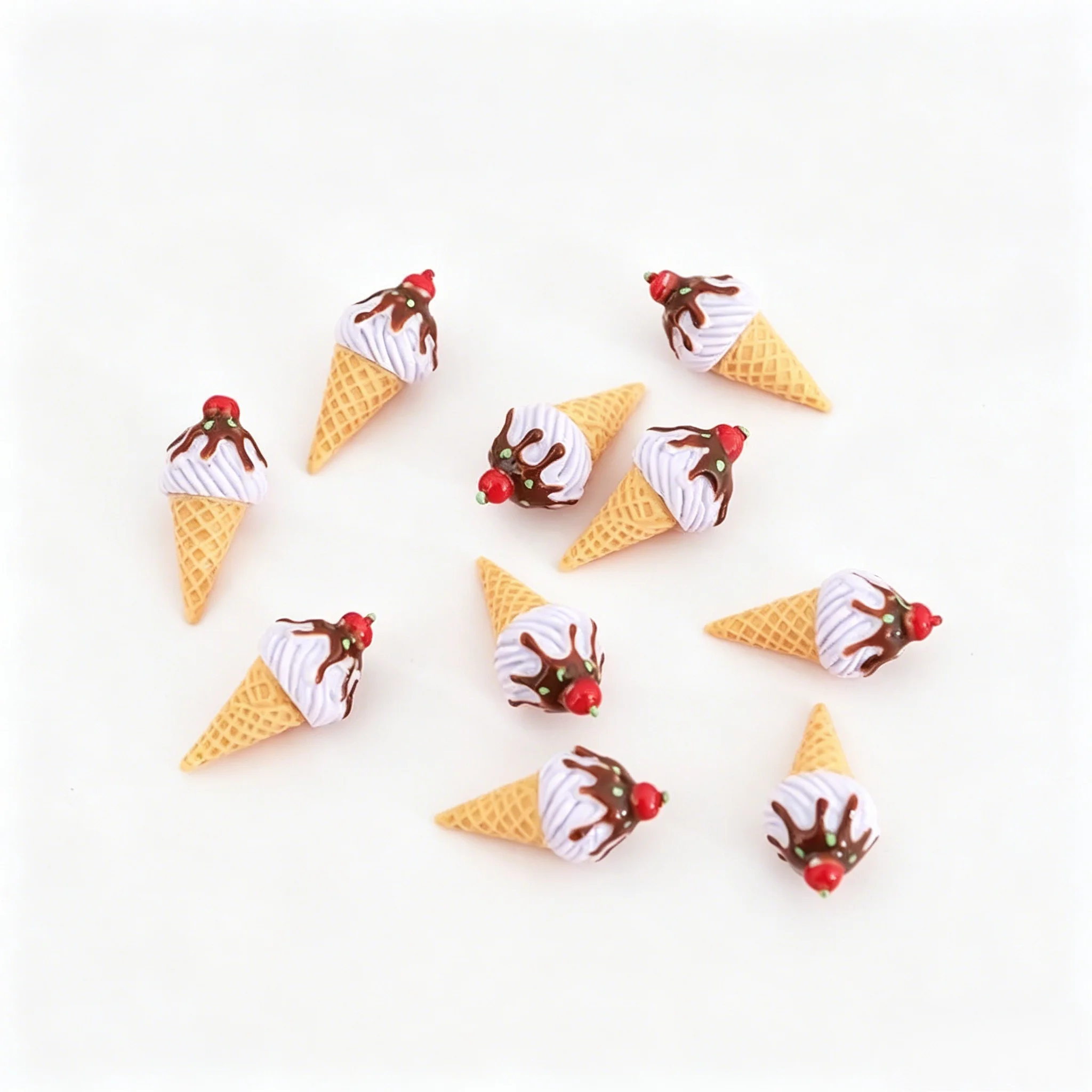 10PCS Cute Dollhouse Miniature Jam Ice Cream Cone Model Kitchen Food Accessories For Doll House Decor Kids Pretend Play Toys