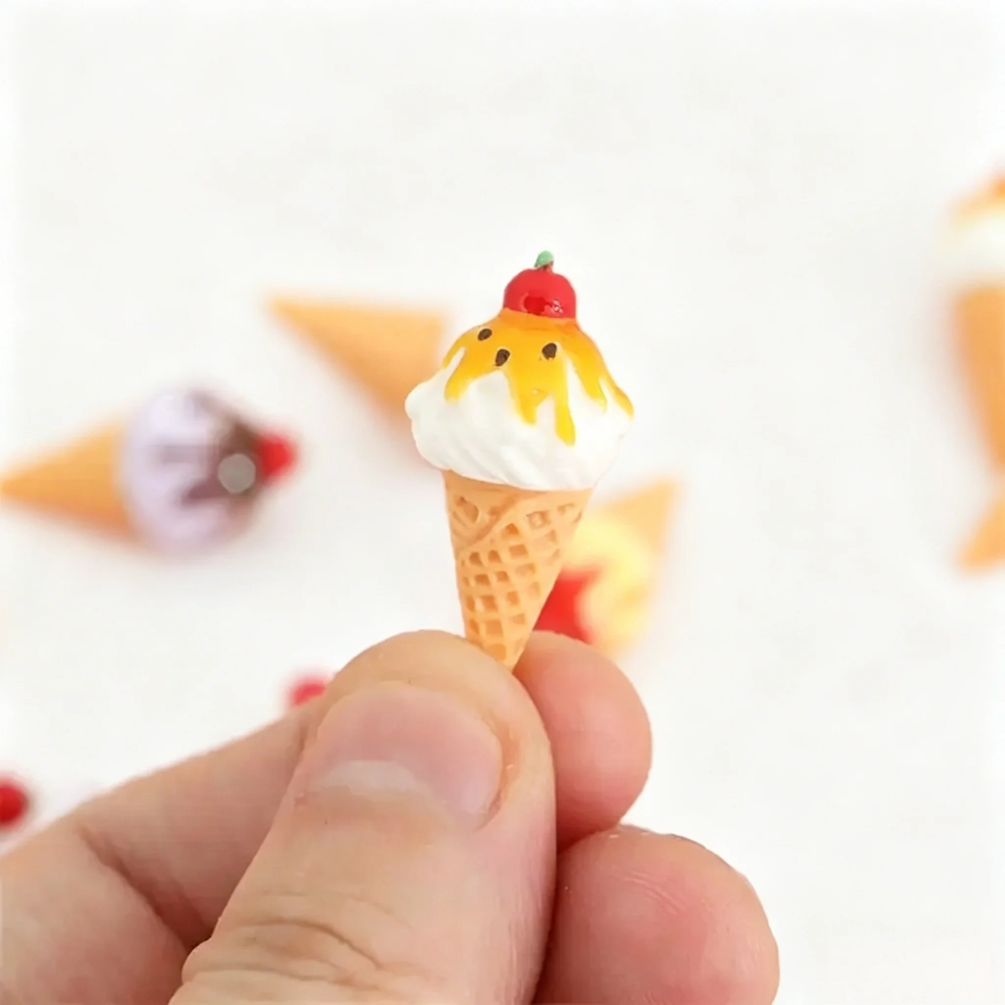 10PCS Cute Dollhouse Miniature Jam Ice Cream Cone Model Kitchen Food Accessories For Doll House Decor Kids Pretend Play Toys