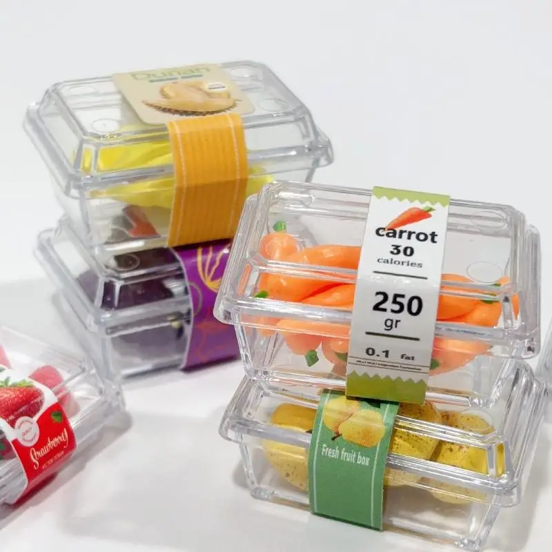 [F] 1 Set Doll Accessories Toys New 1/6 Dollhouse Miniature Food Supermarket Vegetable Fruit With Clear Box