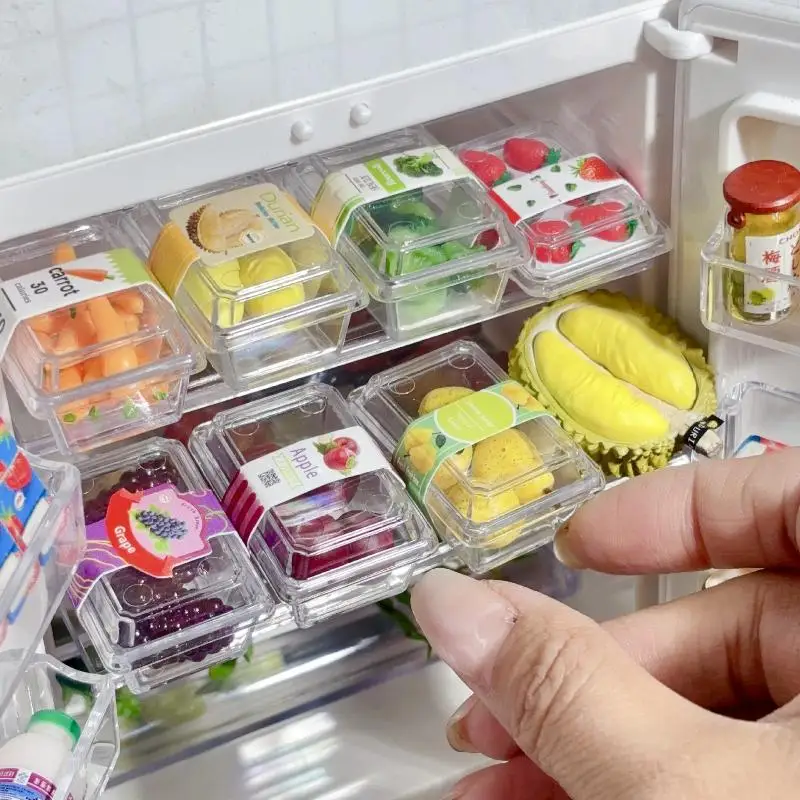 [F] 1 Set Doll Accessories Toys New 1/6 Dollhouse Miniature Food Supermarket Vegetable Fruit With Clear Box