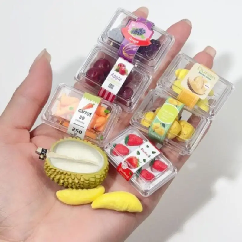 [F] 1 Set Doll Accessories Toys New 1/6 Dollhouse Miniature Food Supermarket Vegetable Fruit With Clear Box