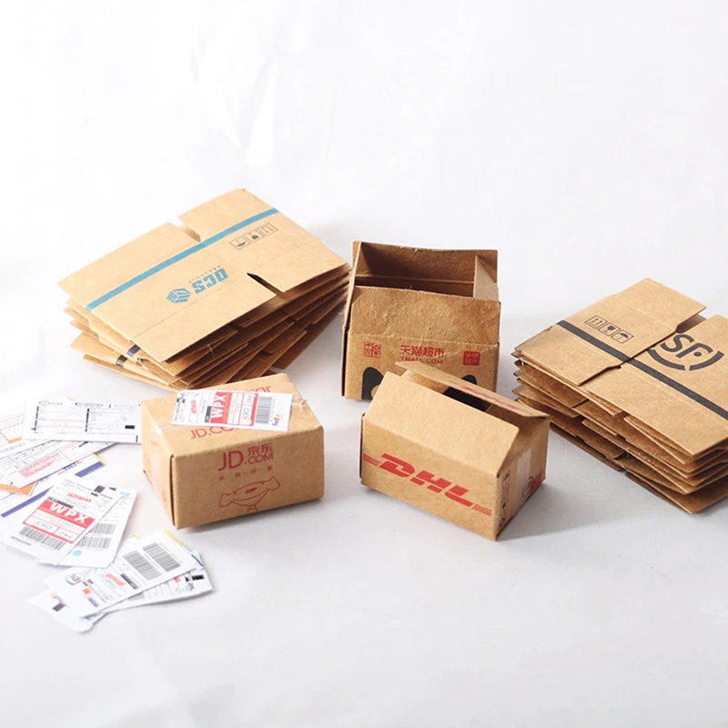 5Pcs/Set 1:12 Dollhouse Miniature Simulation Express Box Mini Carton Furniture Accessories Decor Toy