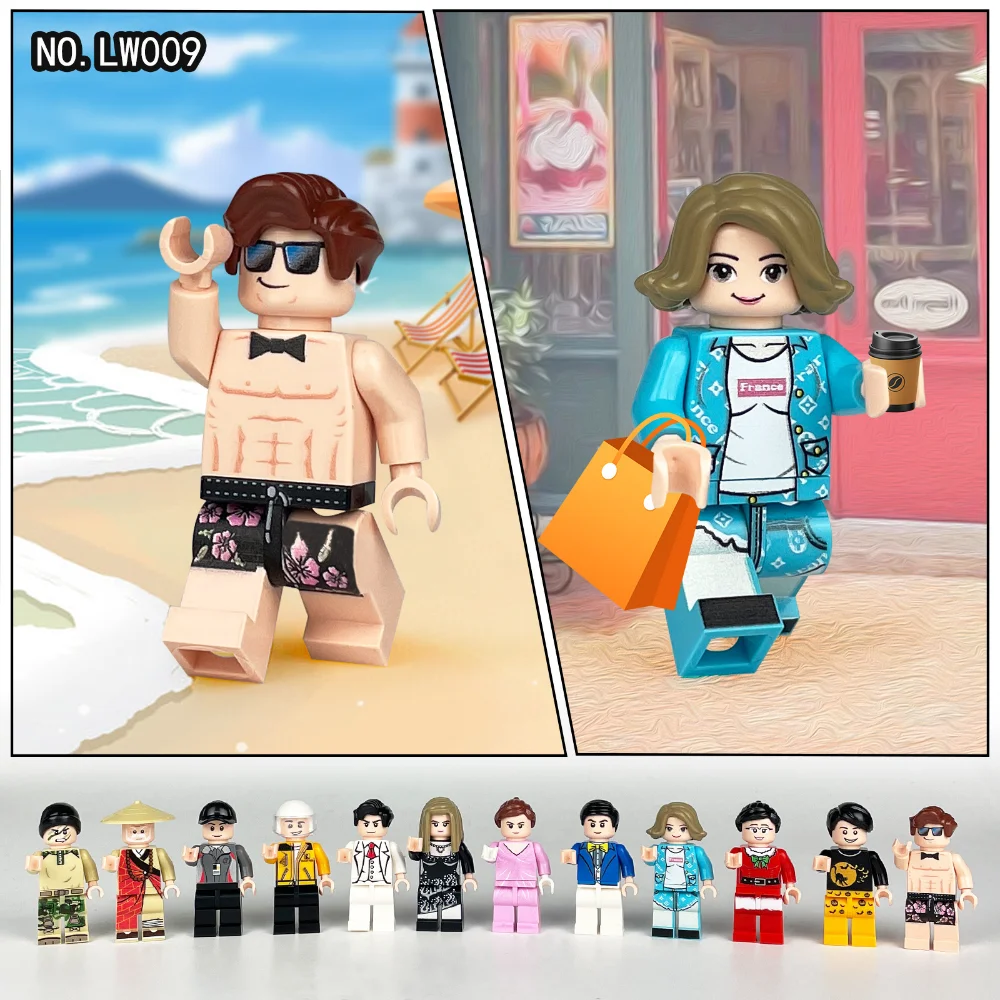 Children's Building Blocks Toy Mini Figure Humanoid Dolls Cartoon Character Birthday Gift Educational Playset for Kids
