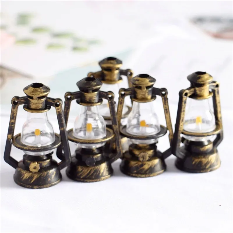 5PCS 1:12 1:6 Scale Miniature Oil Lamp Dollhouse Accessories Mini Lantern Doll House Decor Scene Ornaments Pretend Play
