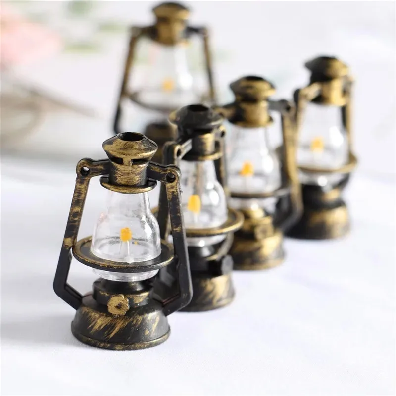5PCS 1:12 1:6 Scale Miniature Oil Lamp Dollhouse Accessories Mini Lantern Doll House Decor Scene Ornaments Pretend Play