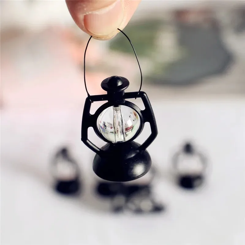 5PCS 1:12 1:6 Scale Miniature Oil Lamp Dollhouse Accessories Mini Lantern Doll House Decor Scene Ornaments Pretend Play