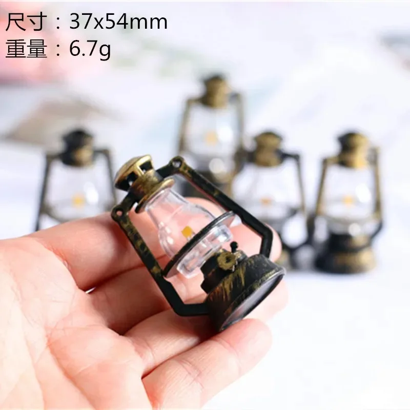 5PCS 1:12 1:6 Scale Miniature Oil Lamp Dollhouse Accessories Mini Lantern Doll House Decor Scene Ornaments Pretend Play