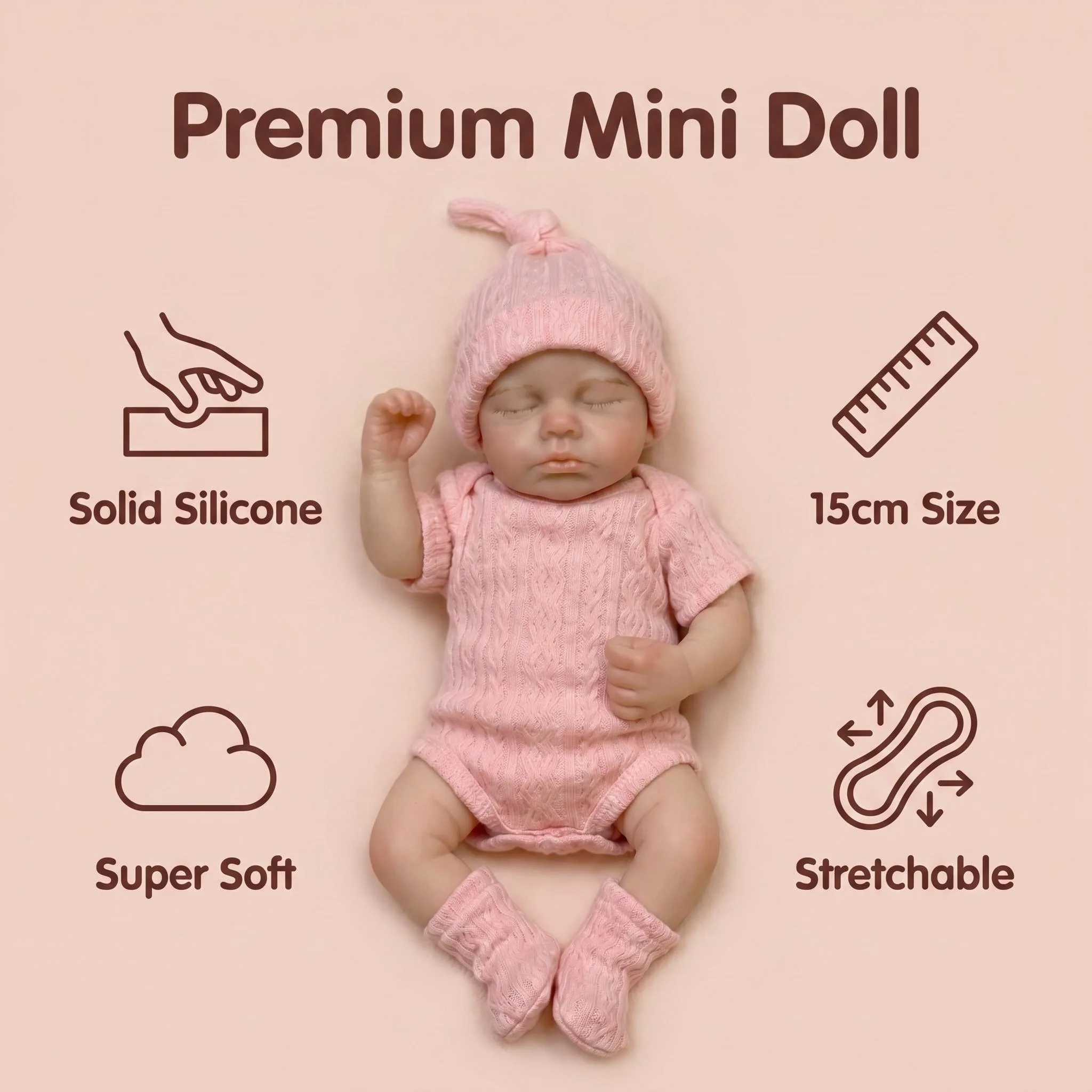 NPK 6-Inch Platinum Silicone Doll Loulou with Mini Accessories Soft Elastic Palm Handy Full Solid Collectible Toy