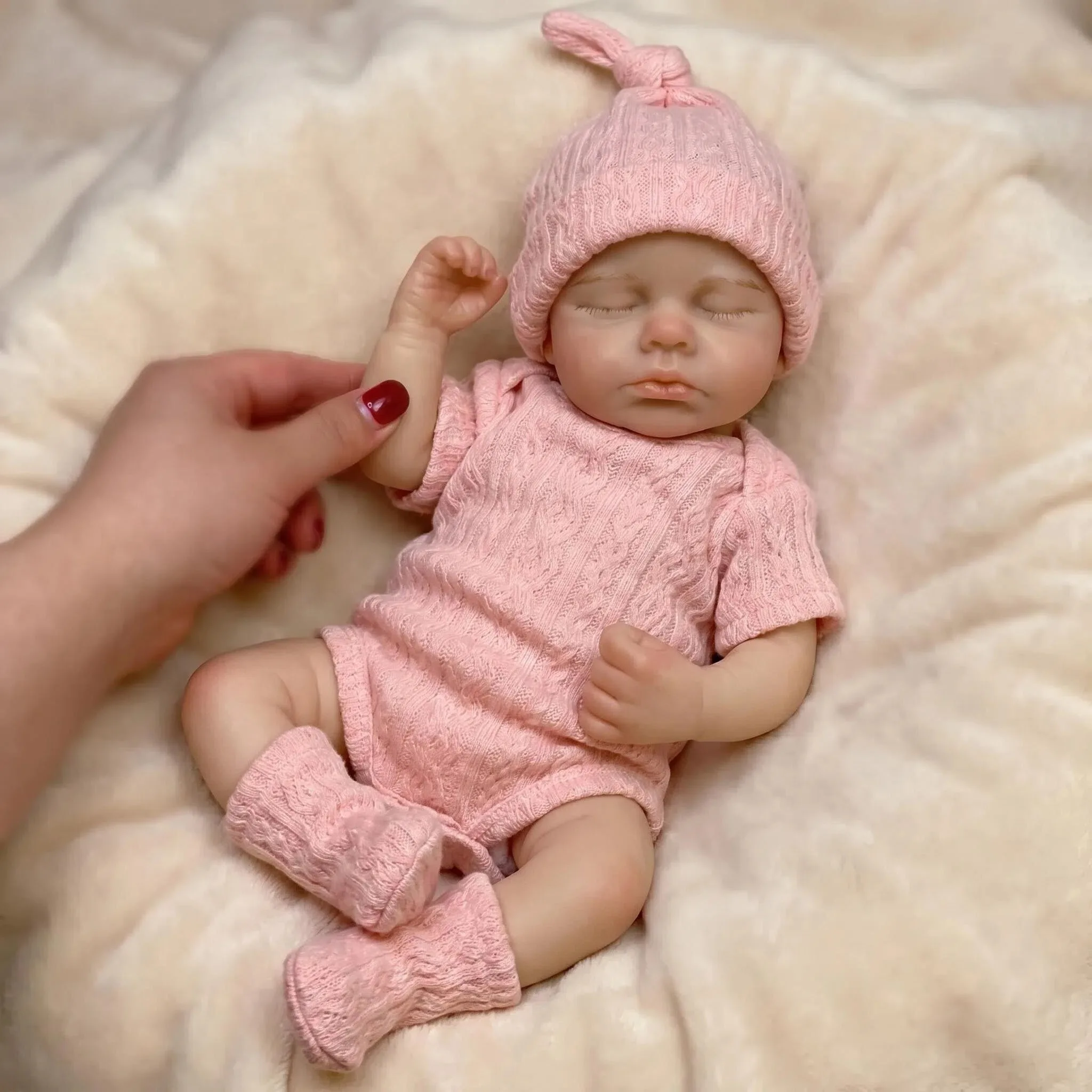 NPK 6-Inch Platinum Silicone Doll Loulou with Mini Accessories Soft Elastic Palm Handy Full Solid Collectible Toy