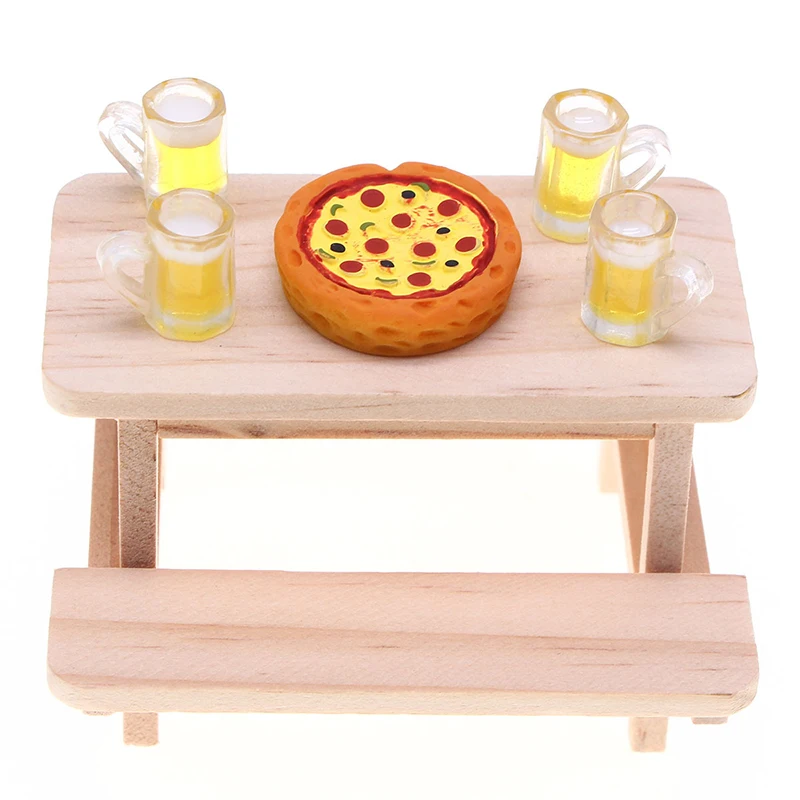 1Pcs Dollhouse Miniature Simulation Mini Wooden Table Chair Furniture Model Toys For Doll House Accessories Decoration