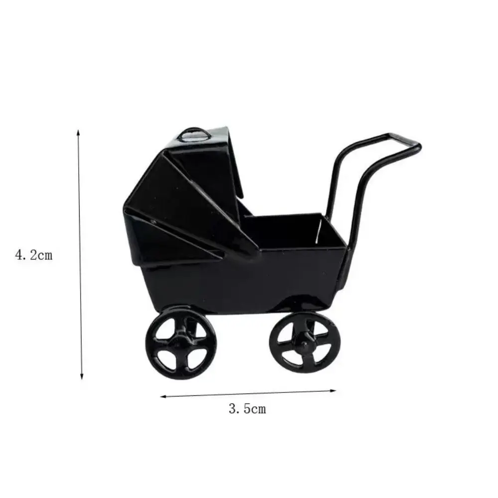 1:12 Scale Dollhouse Miniature Model Doll Accessories Ornaments Mini Baby Stroller Iron DIY Doll House Bedroom Scene Decor