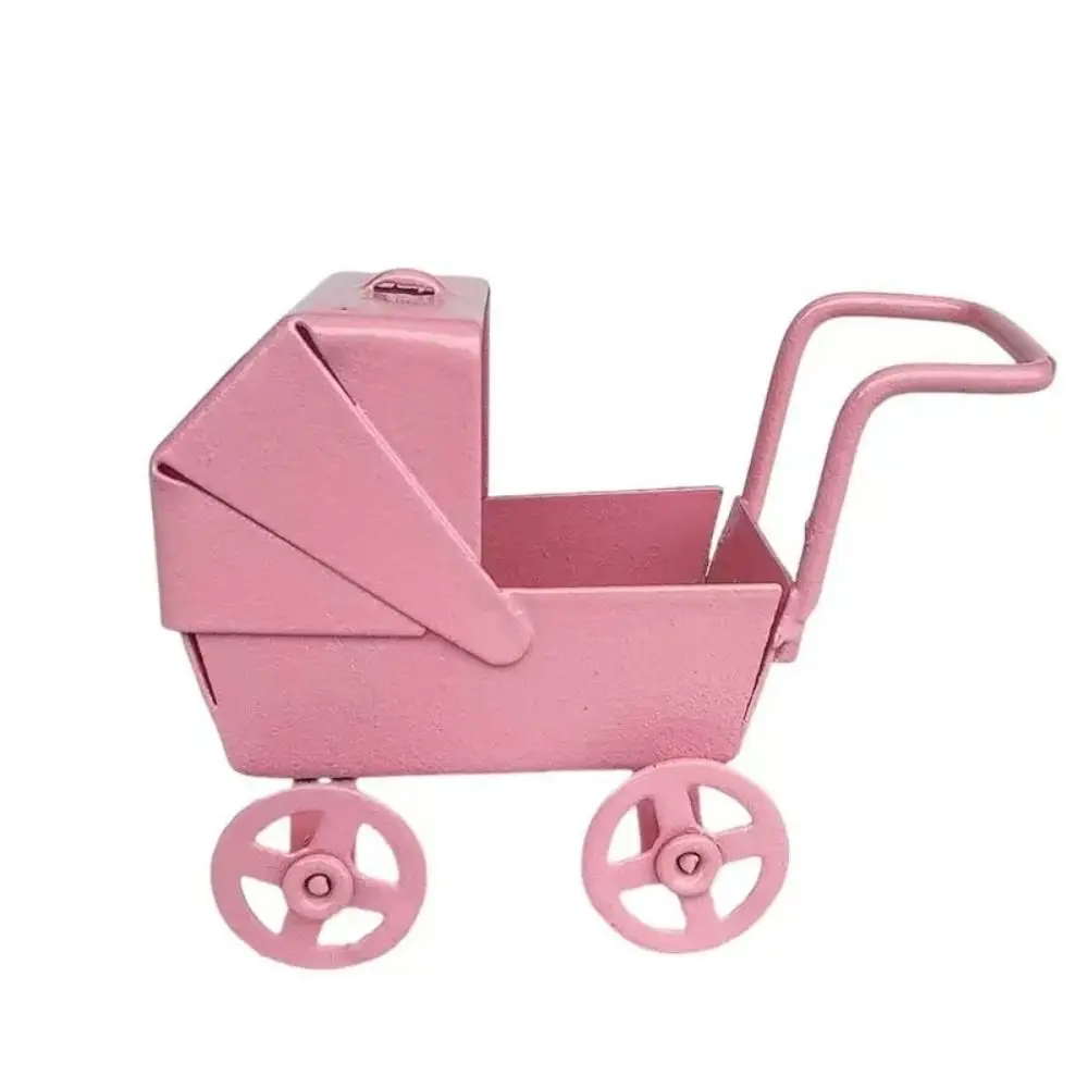 1:12 Scale Dollhouse Miniature Model Doll Accessories Ornaments Mini Baby Stroller Iron DIY Doll House Bedroom Scene Decor