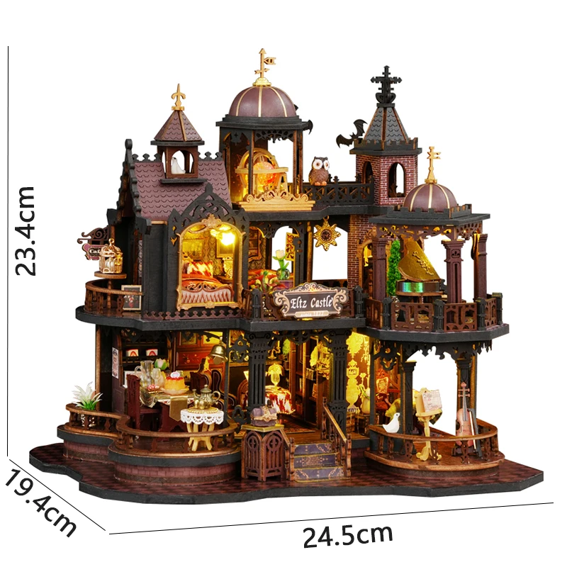 DIY Wooden Miniature Building Kits 3D Puzzles Castle Casa Doll Houses With Furniture Lights Dollhouses For Friends Birthday Gift