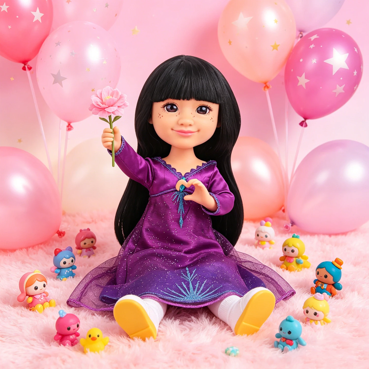 Cute 14" American Doll Clothes 4 Styles Pink Purple Princess Outfits + 3 Pairs 5CM Bow Shoes For 30-35cm Girl Nancy Girl Dolls