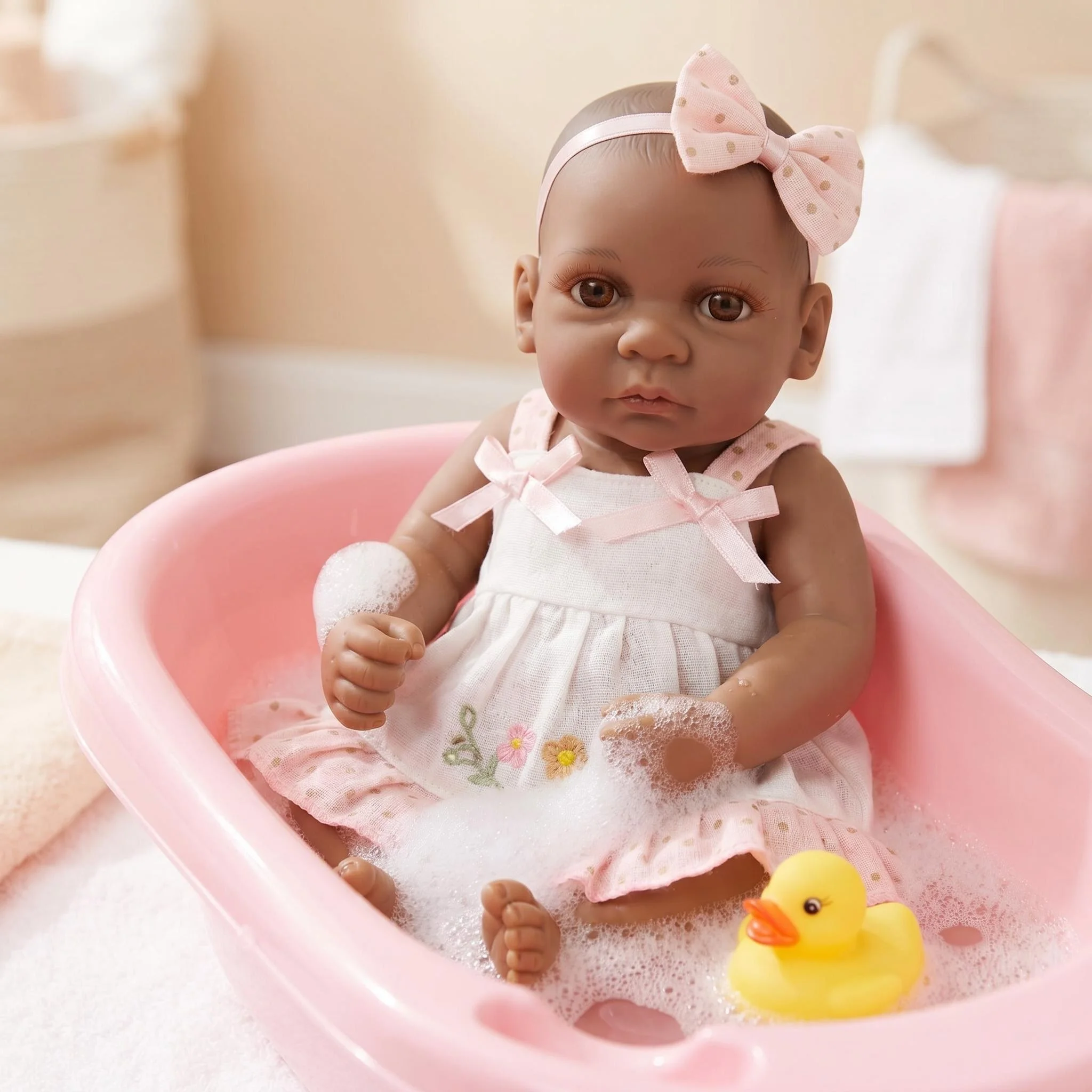 NPK 12 Inch Girl Doll Full Vinyl Body Bath Toy Simulation Play Doll for Birthday Gift Clearance Sale