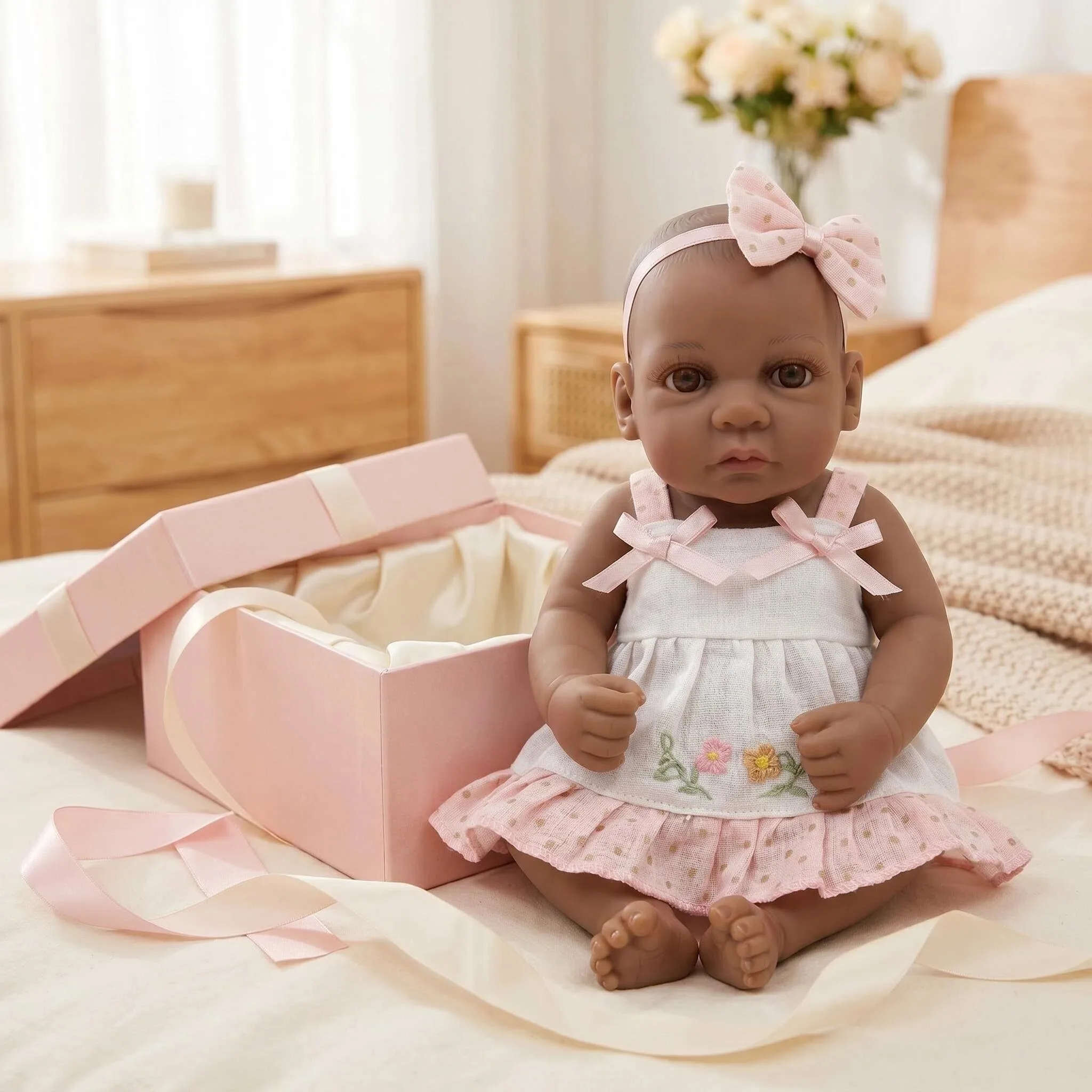 NPK 12 Inch Girl Doll Full Vinyl Body Bath Toy Simulation Play Doll for Birthday Gift Clearance Sale