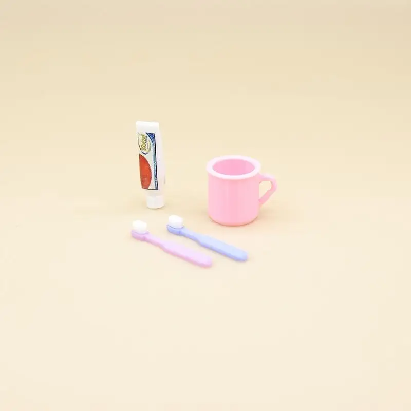 1 Set Doll House Furniture Accessories Toy 1/12 Dollhouse Miniature Mini Cup Toothpaste Toothbrush