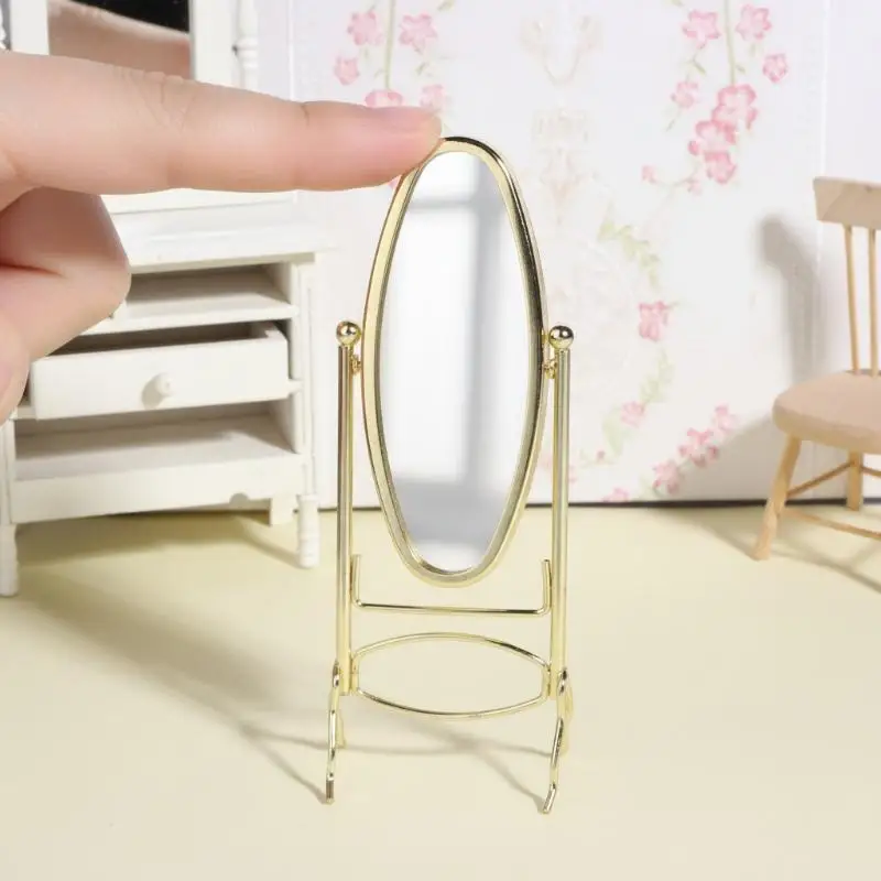 Dollhouse Mirror 1/12 Simulation Dressing Vertical Miniature Furniture Decoration Accessories Gift