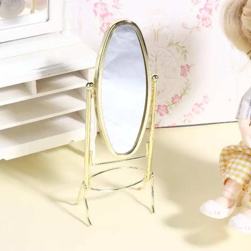 Dollhouse Mirror 1/12 Simulation Dressing Vertical Miniature Furniture Decoration Accessories Gift