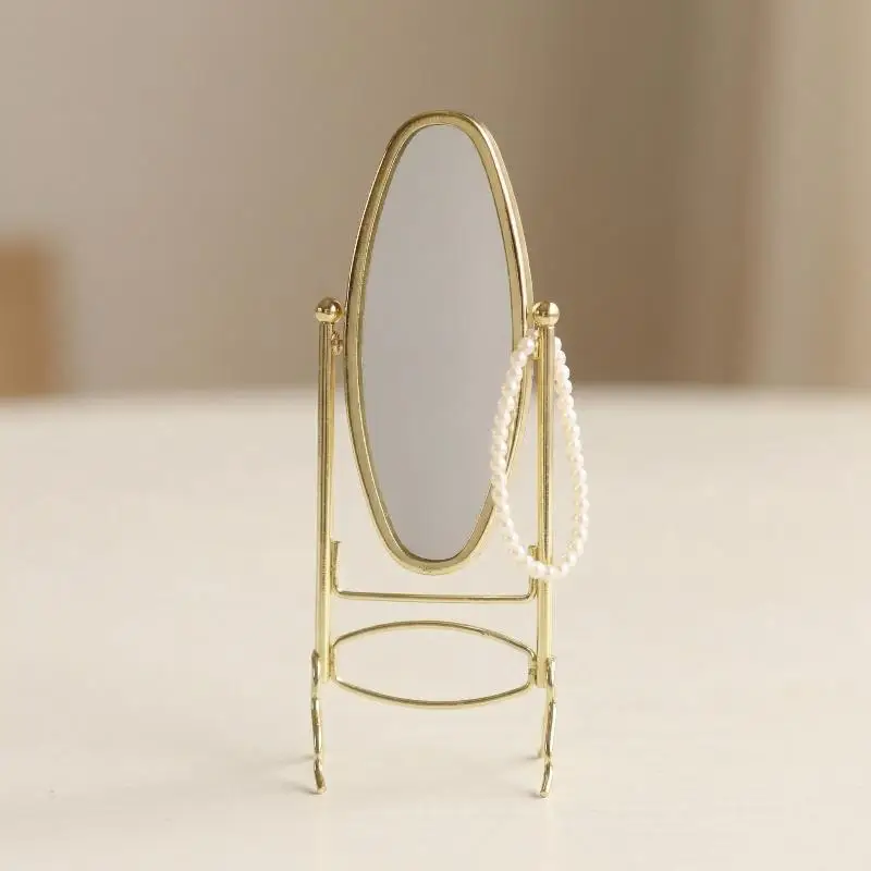 Dollhouse Mirror 1/12 Simulation Dressing Vertical Miniature Furniture Decoration Accessories Gift