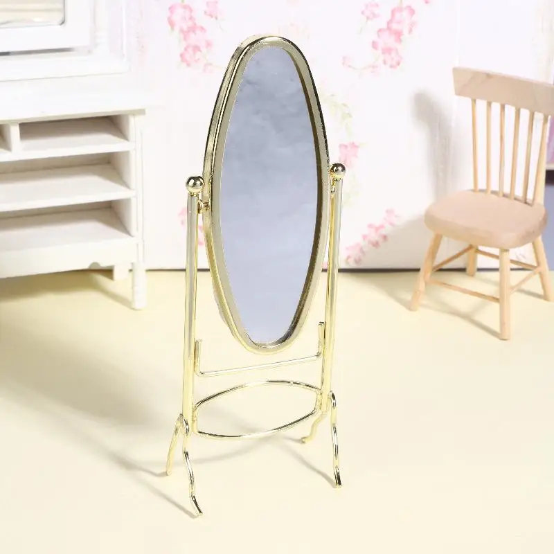 Dollhouse Mirror 1/12 Simulation Dressing Vertical Miniature Furniture Decoration Accessories Gift