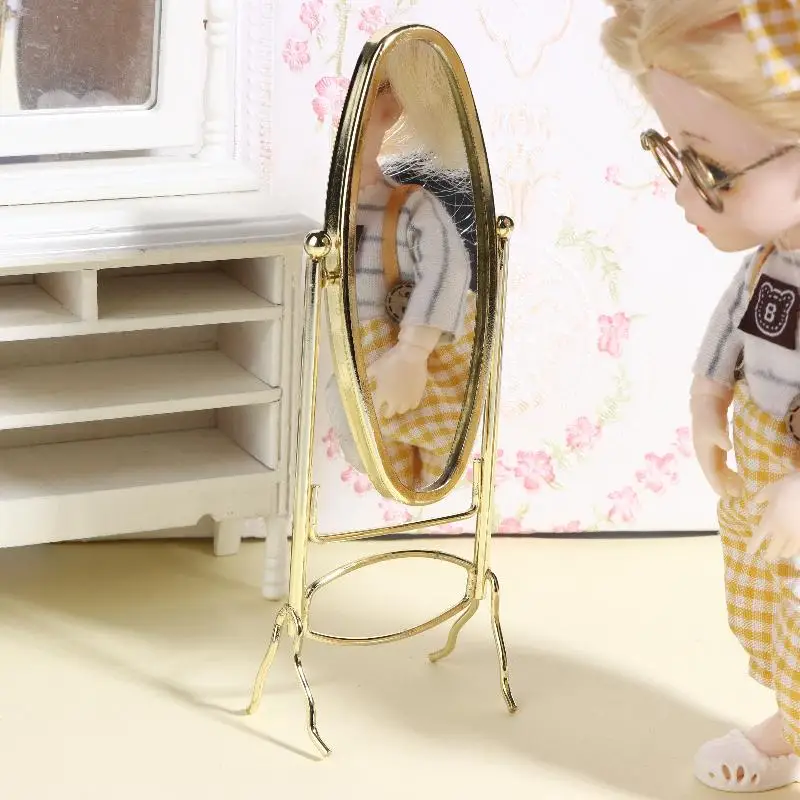 Dollhouse Mirror 1/12 Simulation Dressing Vertical Miniature Furniture Decoration Accessories Gift
