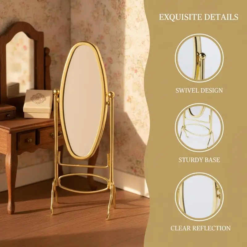 Dollhouse Mirror 1/12 Simulation Dressing Vertical Miniature Furniture Decoration Accessories Gift
