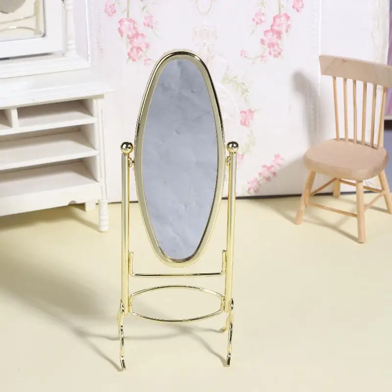 Dollhouse Mirror 1/12 Simulation Dressing Vertical Miniature Furniture Decoration Accessories Gift
