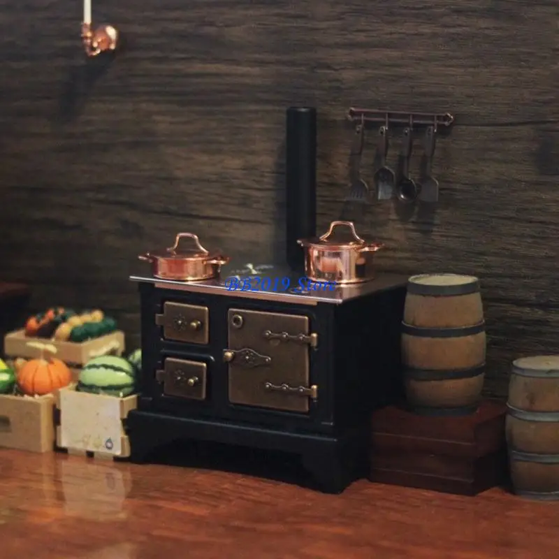 Q0KB Realistic Kitchen Stove Furnishings Set Furniture Play Doll House Decoration